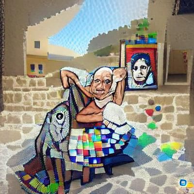 Cubist Pixel Art Composition