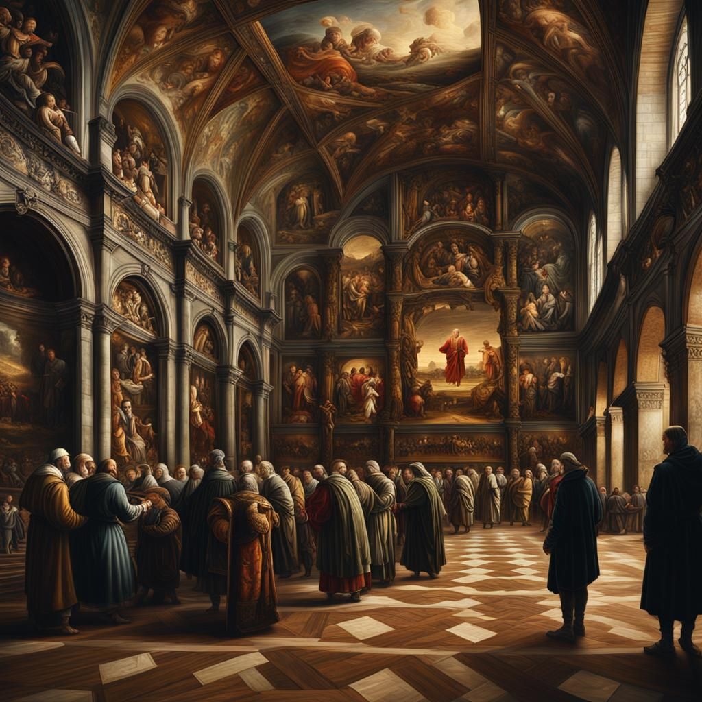 Hyperrealistic Renaissance Painting with Intricate Details