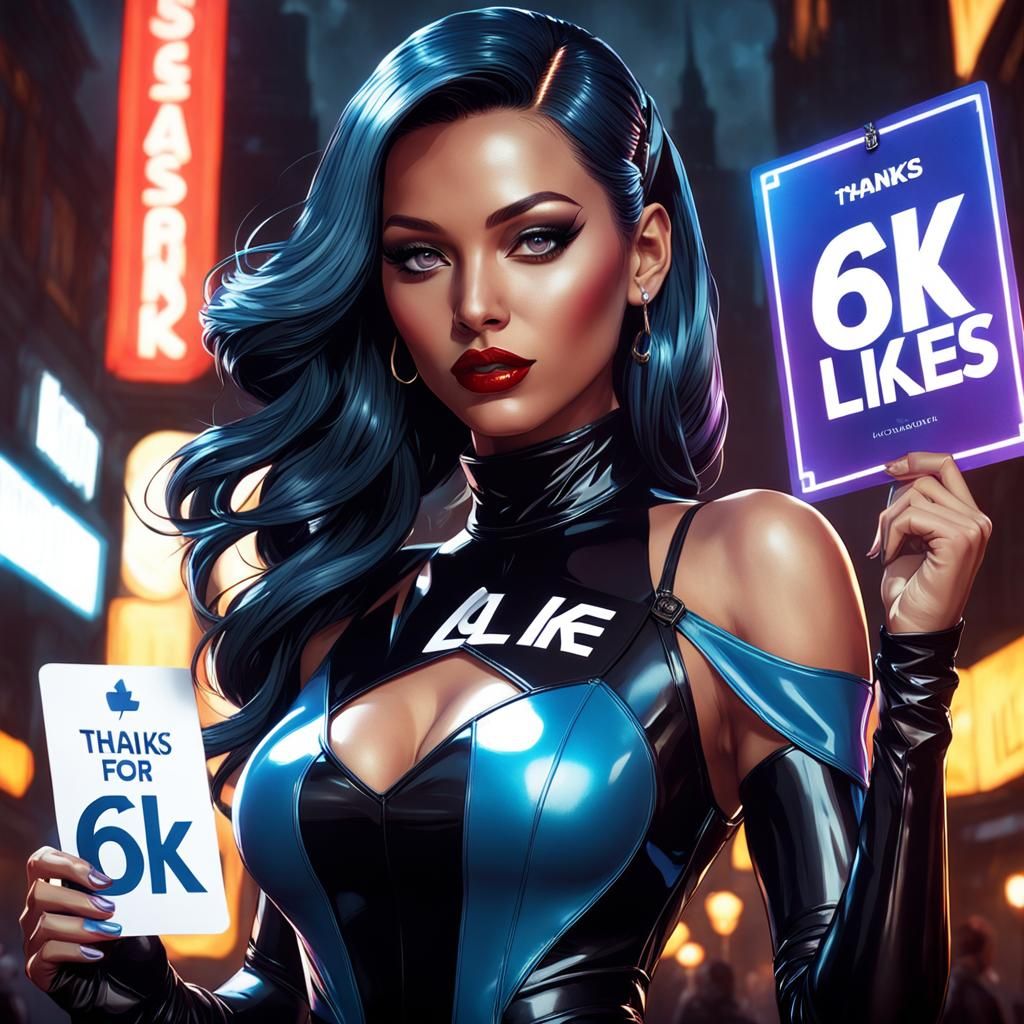 Girl in Latex Dress Thanks Fans, Digital Art