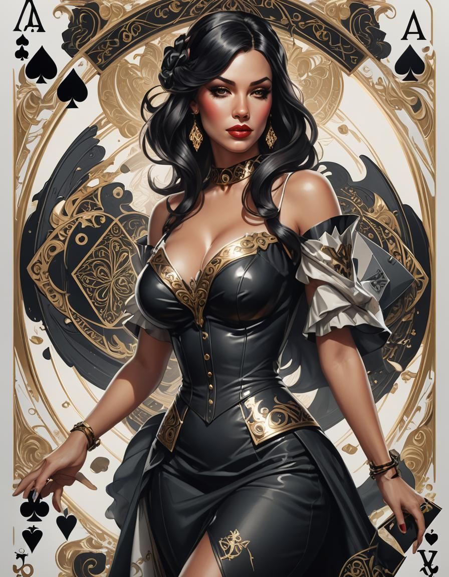Ace of Spades with Pinup Girl: Detailed Digital Art