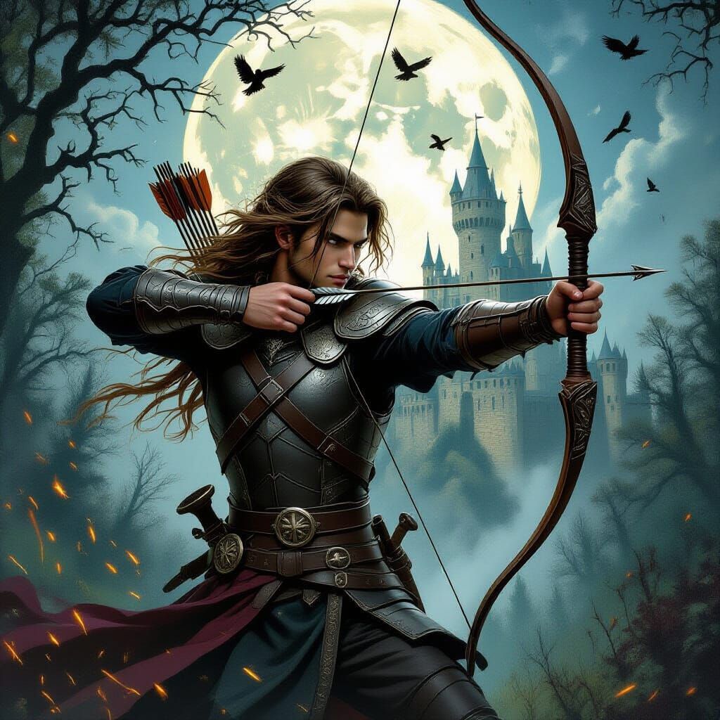 Fantasy Archer in Leather Armor with Warrior's Gaze