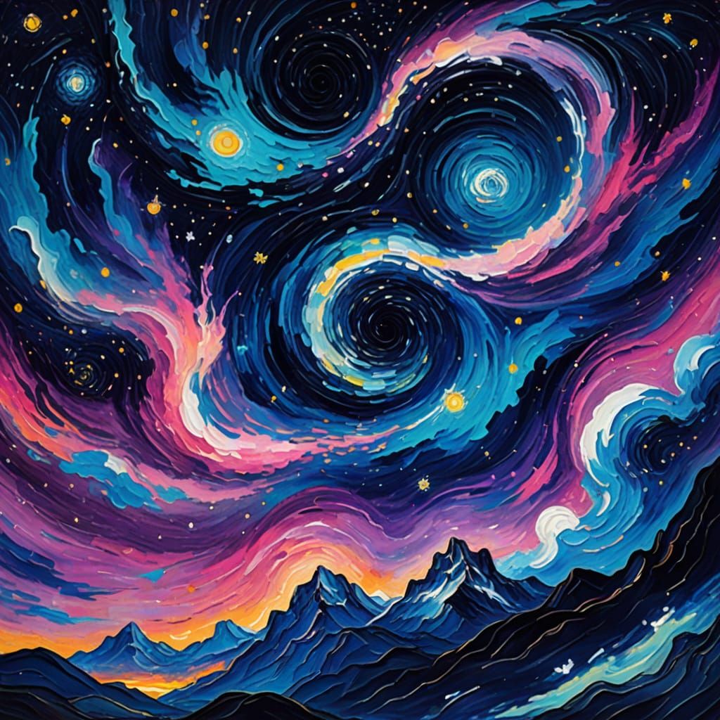 Milky Way Night Sky in Van Gogh Style