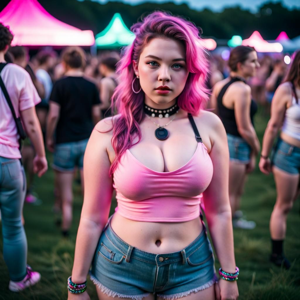 Music Festival Girl in Pink Chemiluminescence