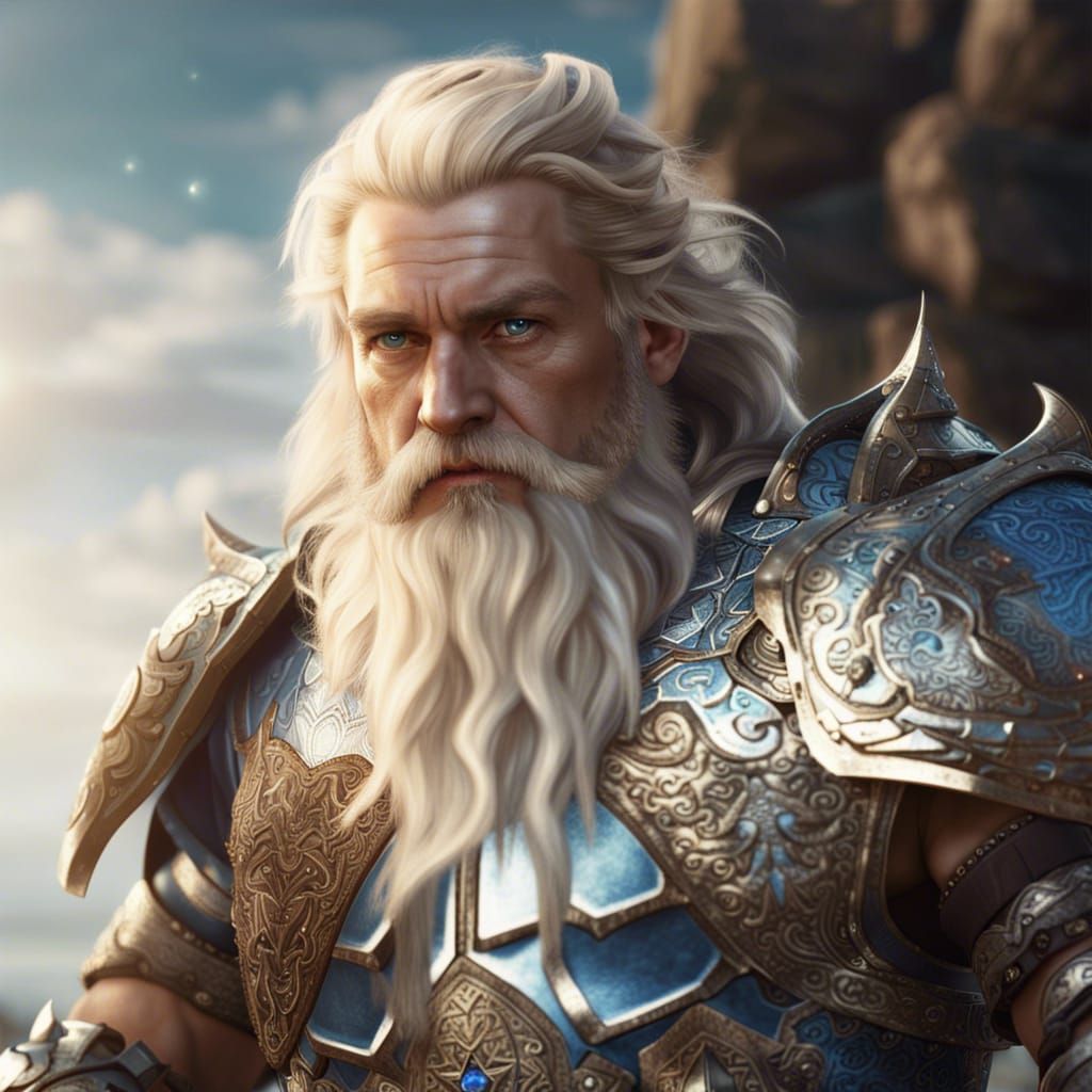 Fantasy Dwarf Warrior in White Armor