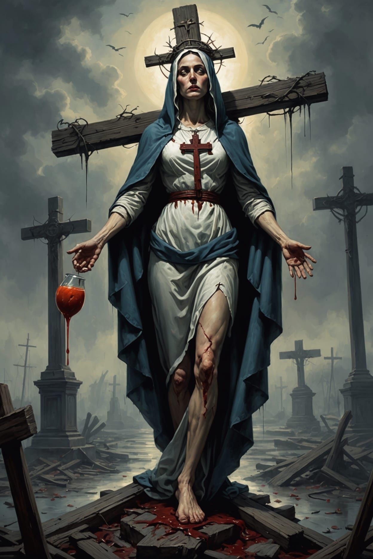 Sinister Religious Scene in Gothic Style