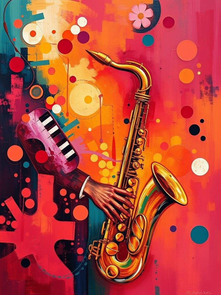 Abstract Jazz Music Art in Expressionist Style