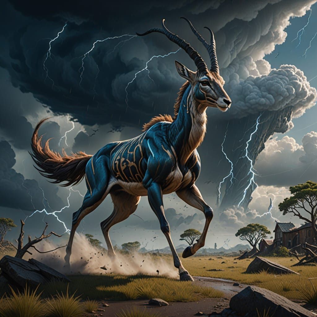 Stormrunner: Detailed Matte Painting of Agile Creature