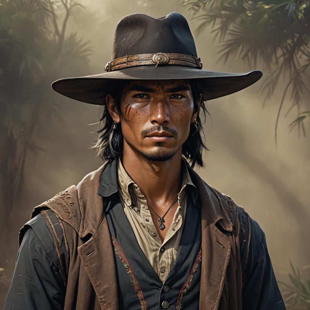 Guacho Portrait with Indigenous Guarani Features