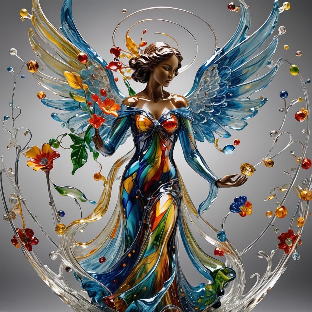 Glass Blowing Art: Angel Emerges from Vase