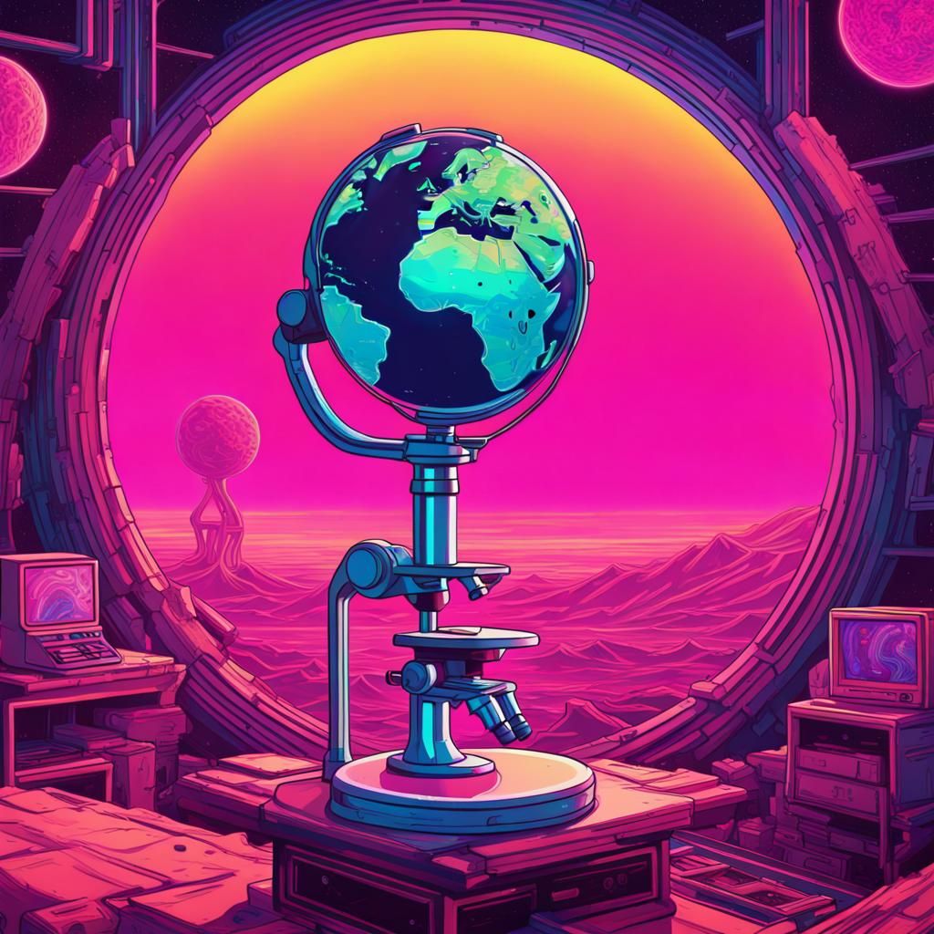 Planet Earth: Microscopic Synthwave Neon Life