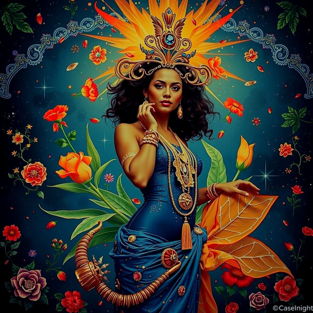 Psychedelic Garden Dream with Cosmic Mystery