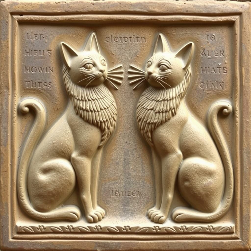 Babylonian Bas-Relief Sculpture of Cats