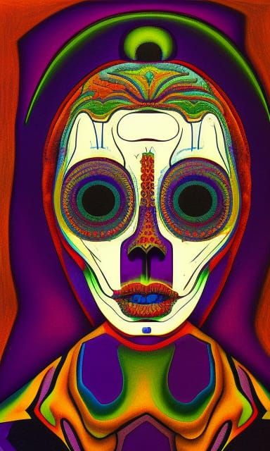 Orthodox Skull Portrait in Psychedelic Dark Fantasy Style