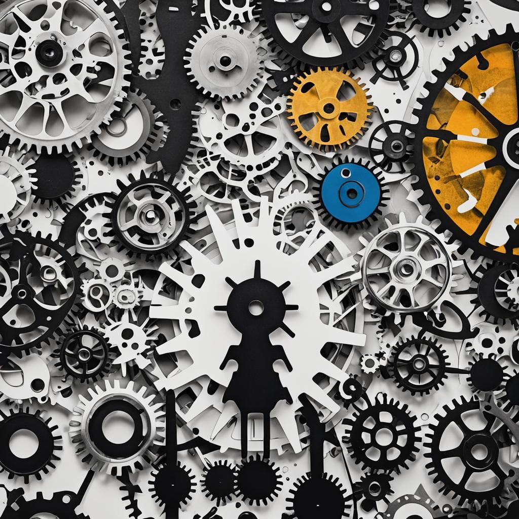 Abstract Photogram of Mechanical Parts in Solarization Style