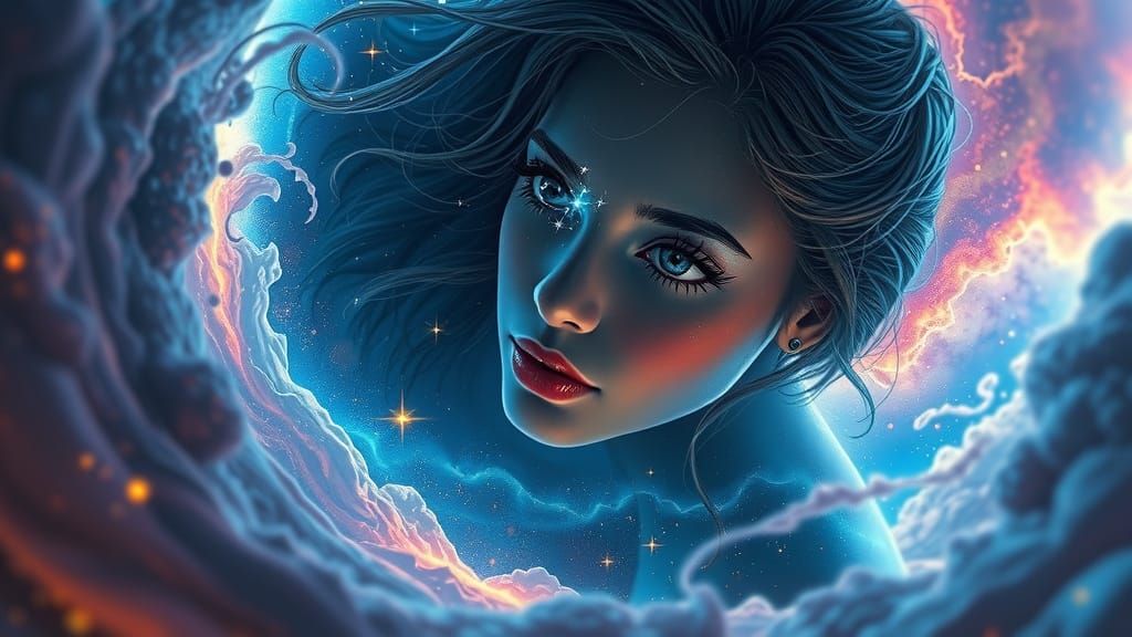 Cosmic Princess in Nebula Void