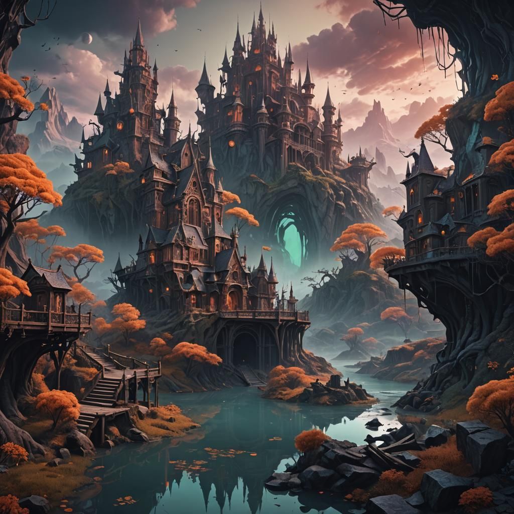 Eerie Surreal Scene as Detailed Matte Painting