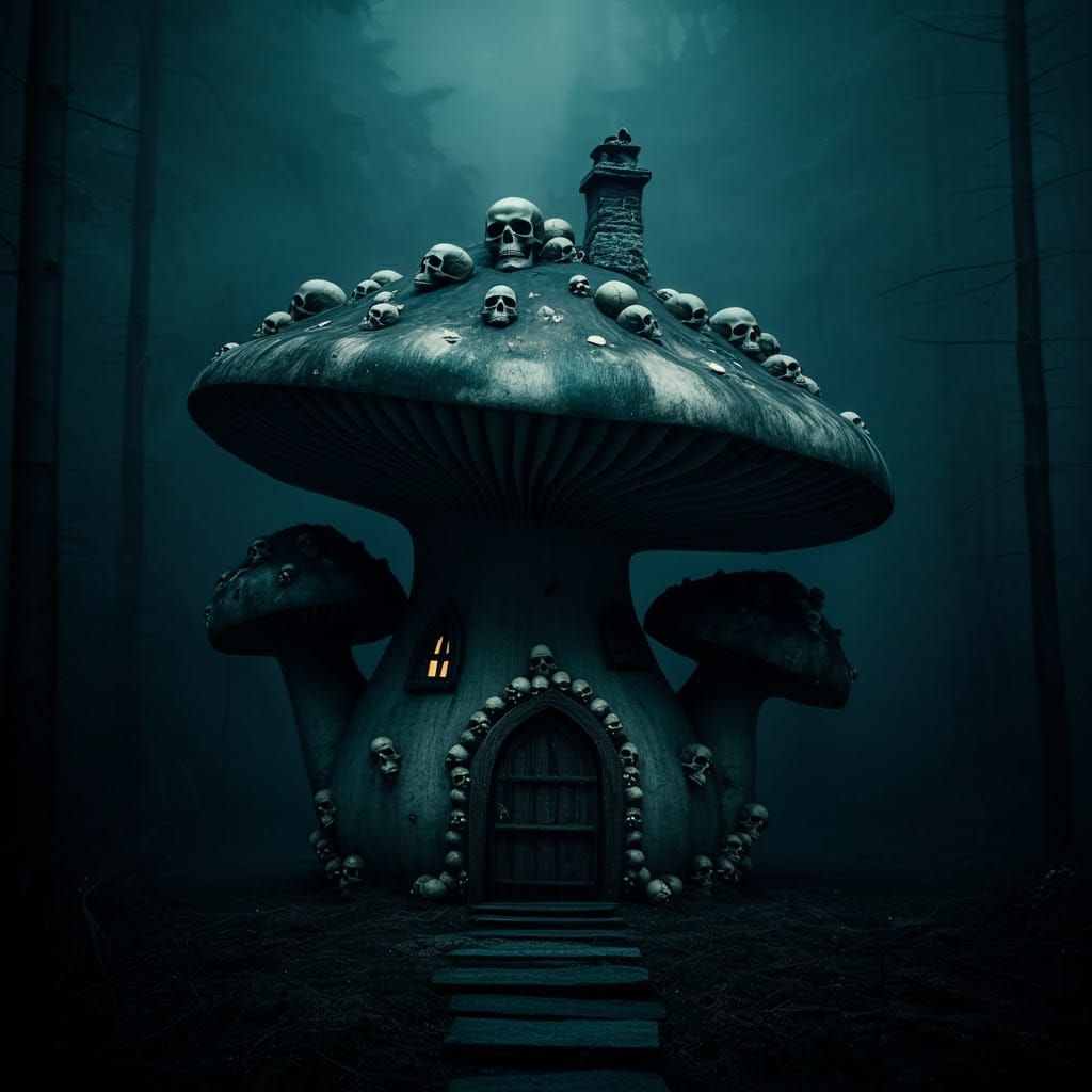 Eerie Mushroom House in Mysterium Horror Style