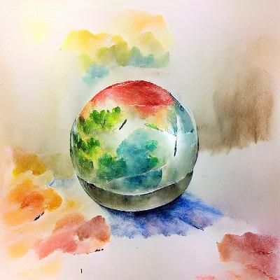 Abstract Watercolor Sphere Illustration