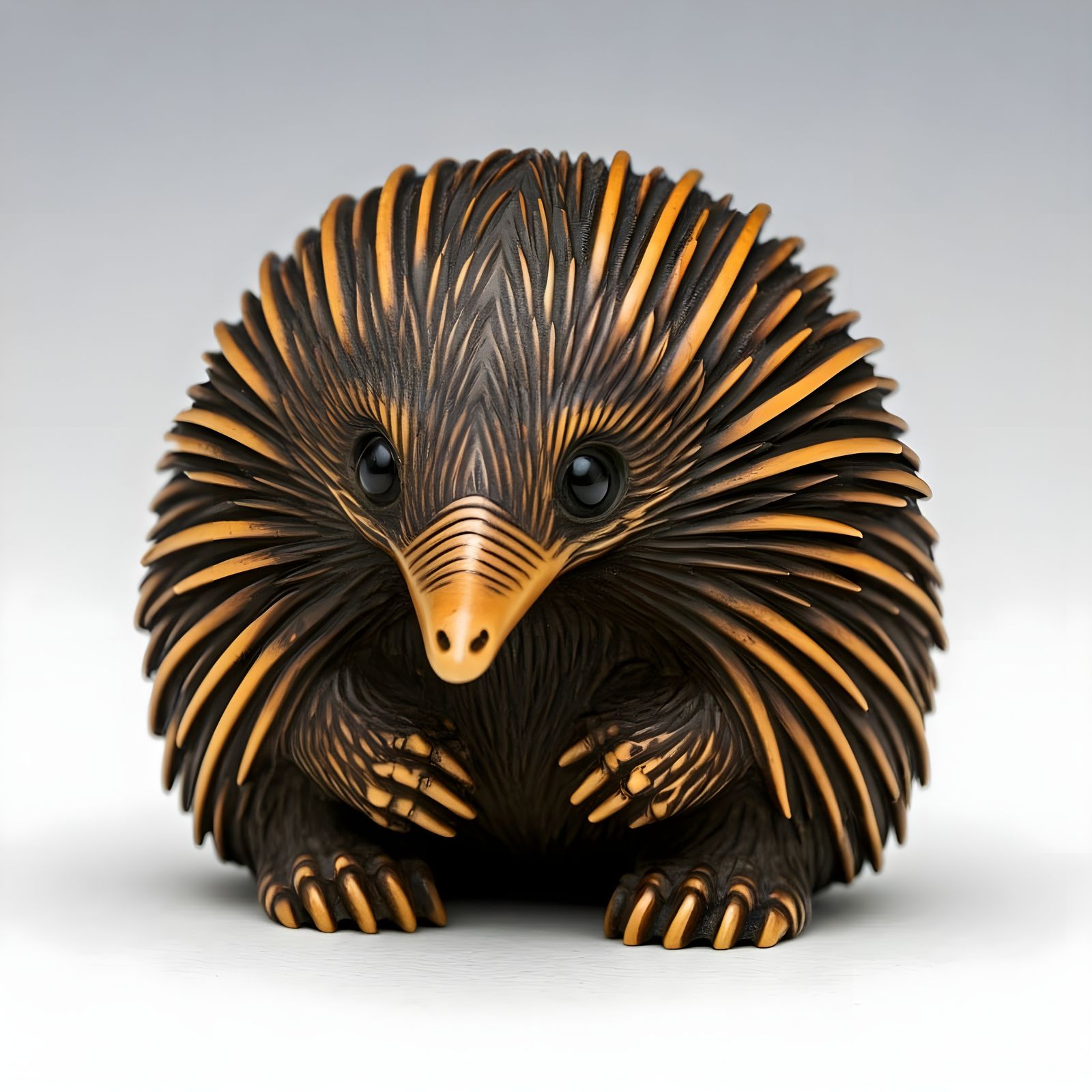 Japanese-Style Echidna Netsuke in Exquisite Boxwood