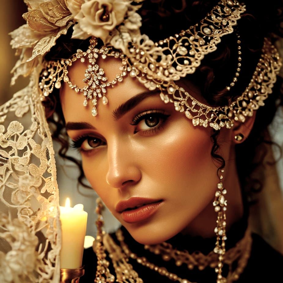 Lace-Clad Woman in Soft Focus with Opulent Texture