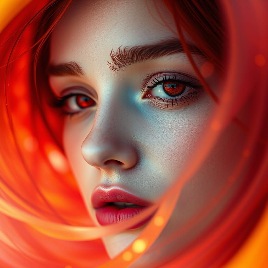 Dazzling Portrait in Swirling Colors