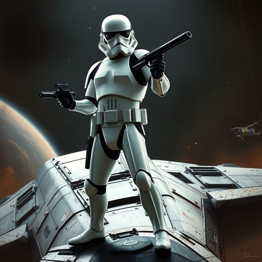 Stormtrooper on Galactic Spaceship in Dark Future Style