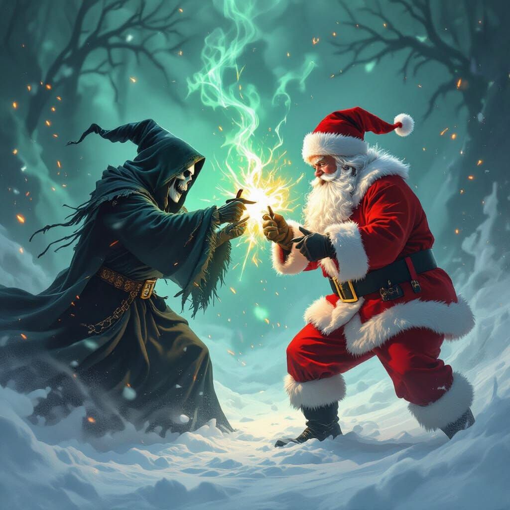 Grim Reaper and Santa Clash Over Christmas Lists