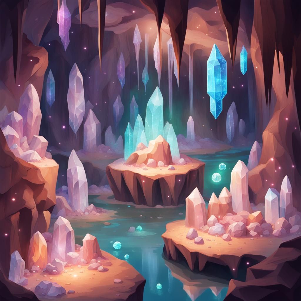 Gemstone Cave with Exploding Crystal Sparkles