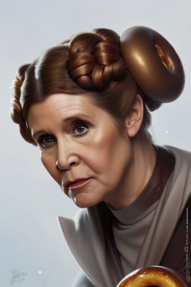 Princess Leia Donut Portrait in Hyperdetailed Concept Art