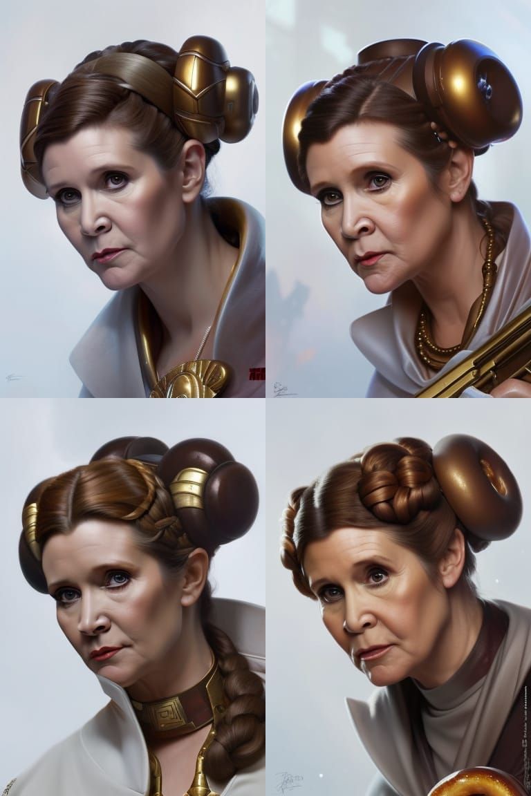 Princess Leia Donut Hair Portrait in Digital Art Style