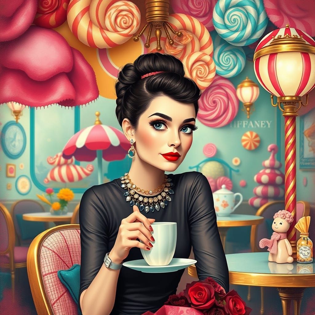 Surreal Café da Manhã Scene Inspired by Tiffany's