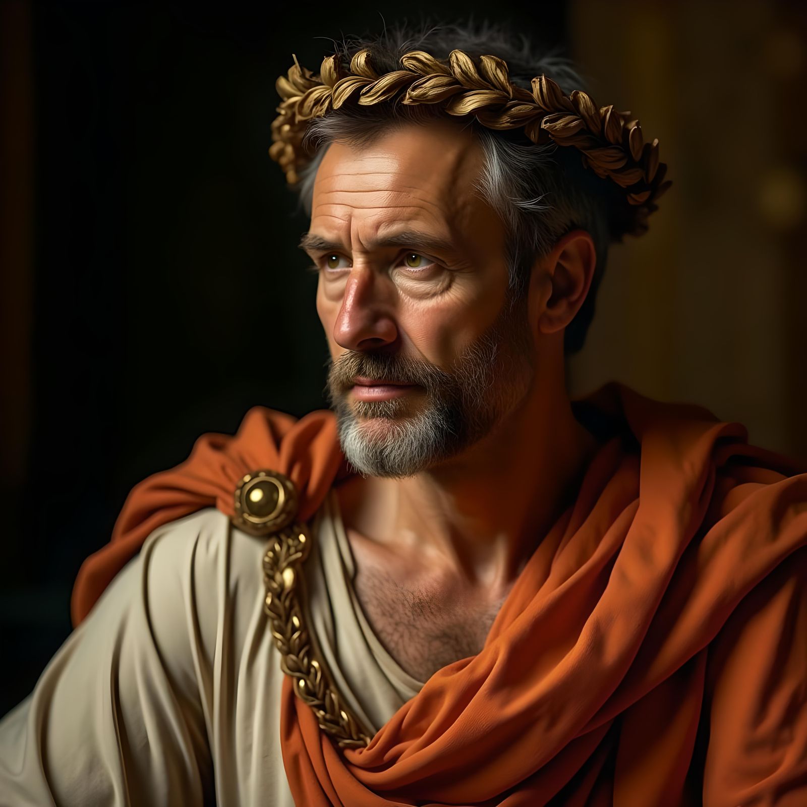 Hyperrealistic Portrait of Julius Caesar in Precise Realism