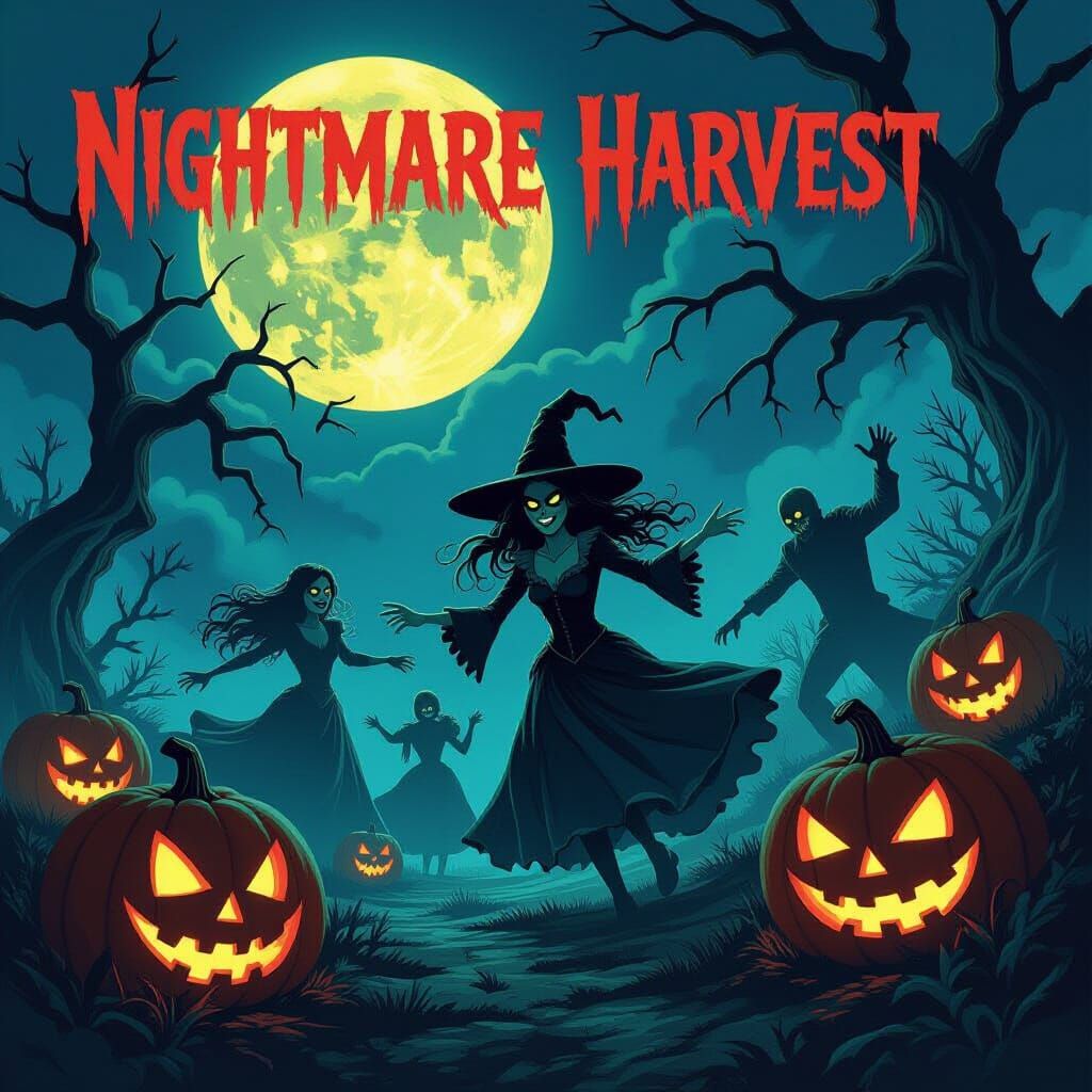 Nightmare Harvest Festival in Comic Book Style