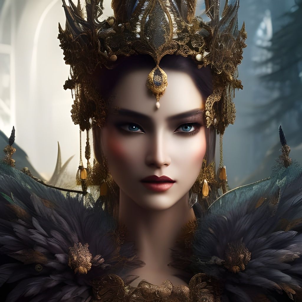 Beautiful Empress in Fairy Forest: Hyperrealistic Portrait