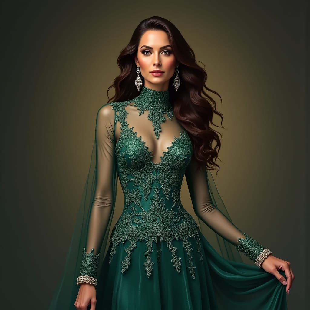 Demi Moore Portrait in Baroque Surrealist Style