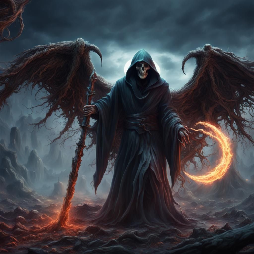 Grim Reaper Guides Soul: Fantasy Concept Art