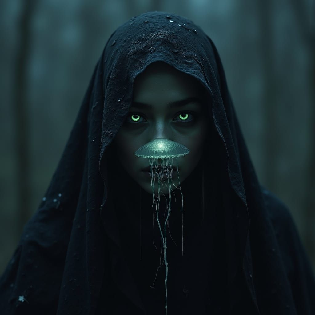 Spectral Pirate Queen in Bioluminescent Light