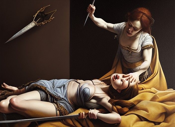 Judith Slaying Holofernes in Hyperrealistic Detail