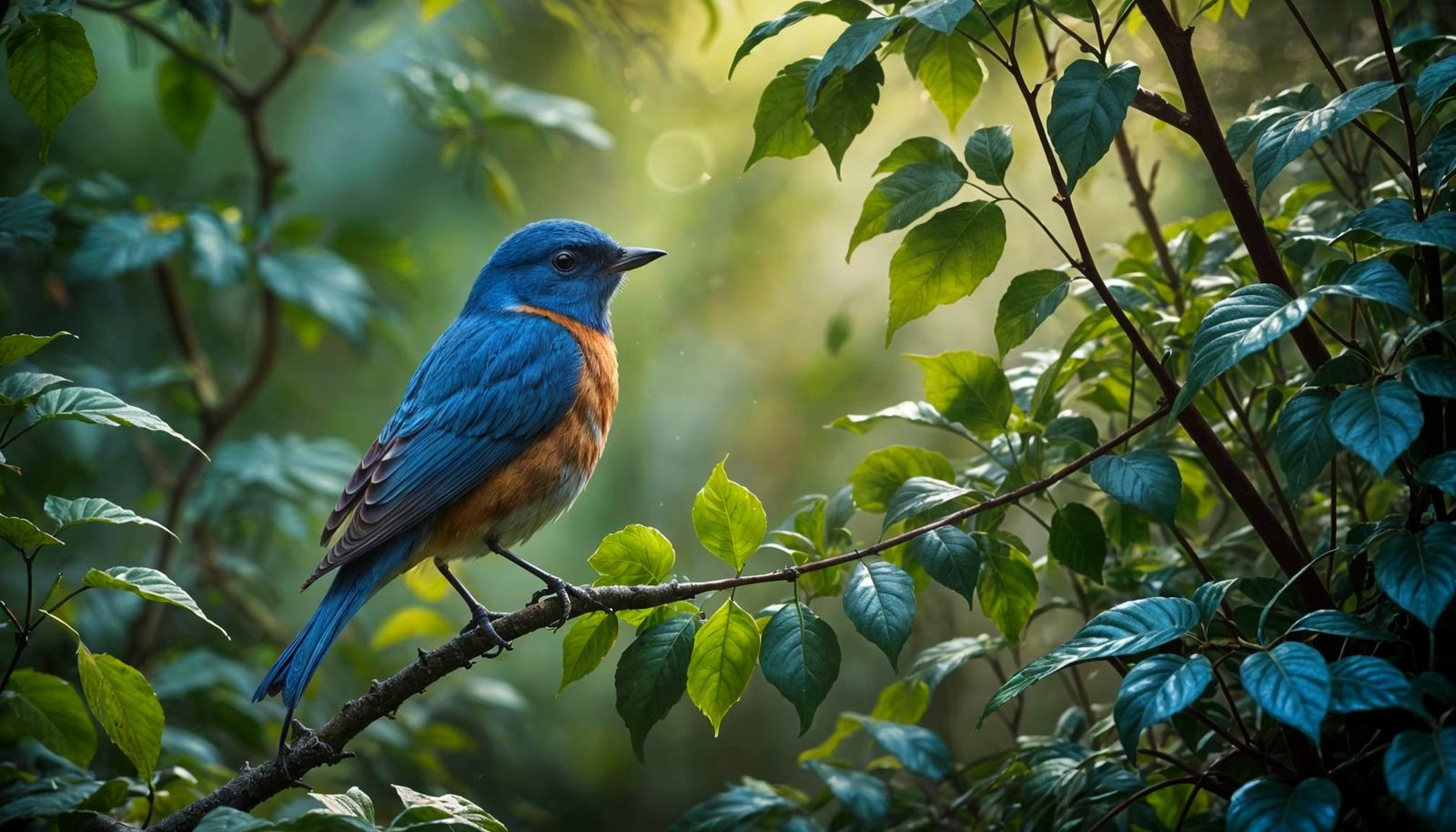 Ethereal Bluebird in Lush Verdure