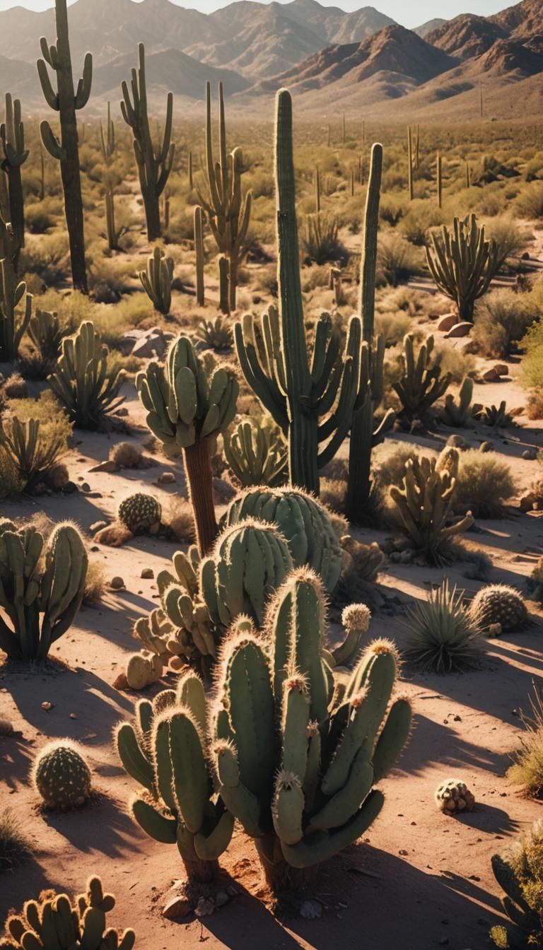 Sonoran Desert Landscape with Towering Cacti