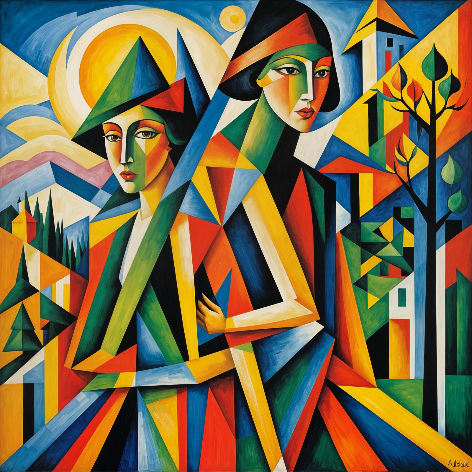 Abstract Cubist Seasons Change Artwork