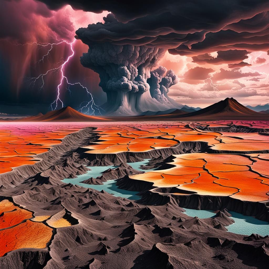 Surreal Earth Cracking Apart in Dreamlike Landscape
