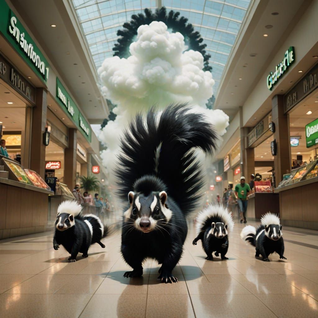 Skunks Cause Chaos in a Mall Scene