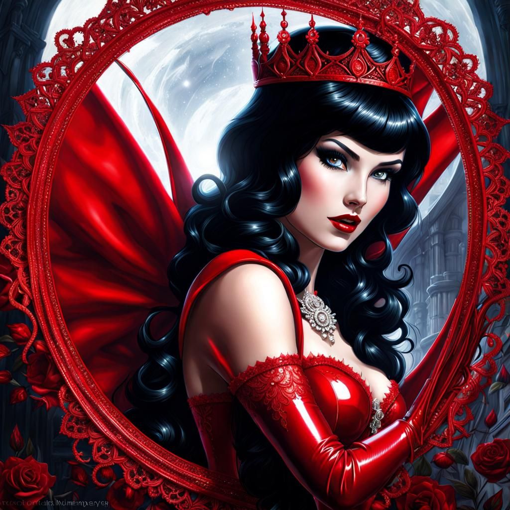 Snow White in Red Latex: Fantasy Art Portrait
