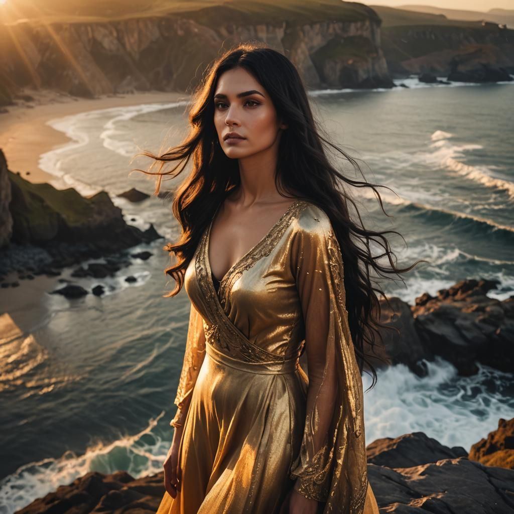 Cliffside Woman in Dreamy Fantasy Portrait