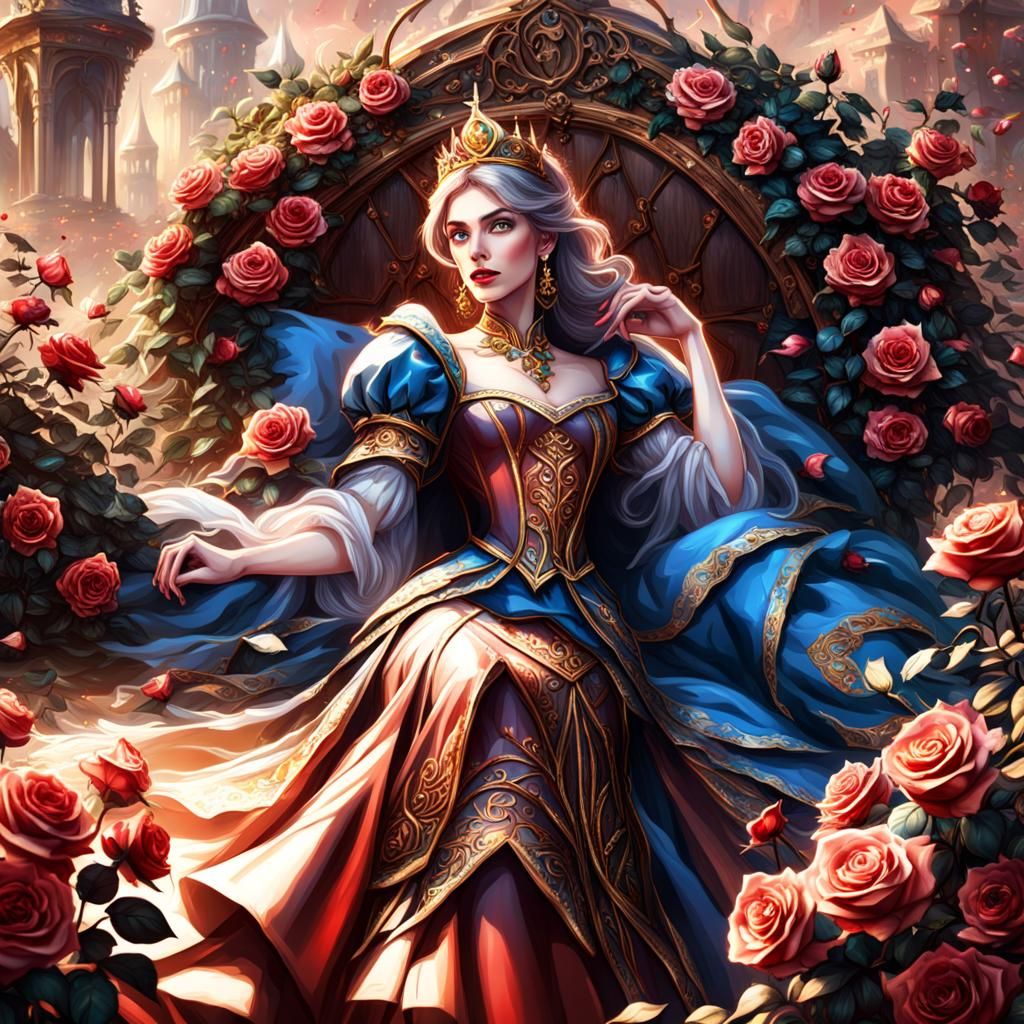 Princess Surrounded by Roses: Detailed Matte Painting