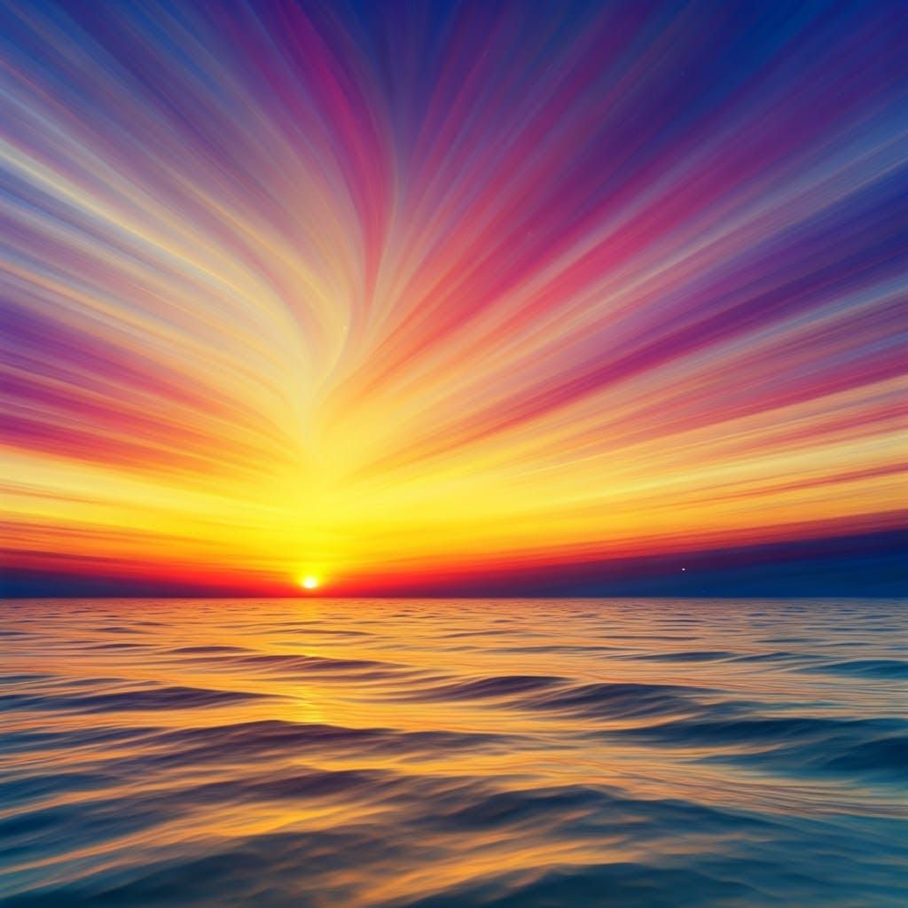 Vibrant Surreal Sunset in Abstract Expressionist Style