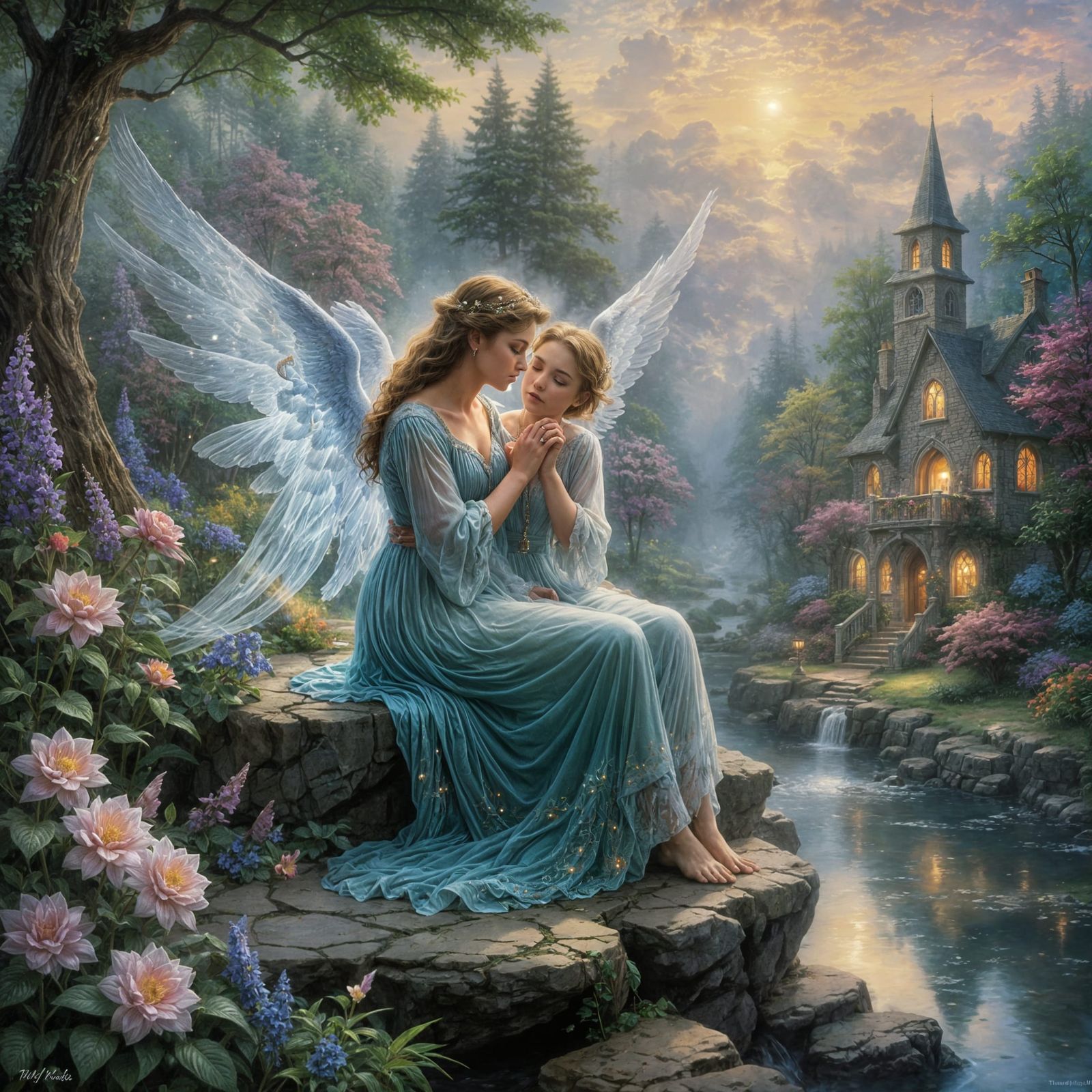 Ethereal Angel Whispering: Hyperdetailed Fantasy Art