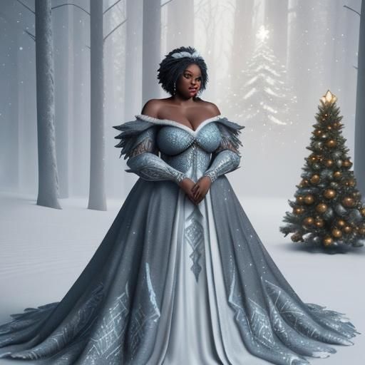 Snow Queen in Revealing Gown with Snow Knights
