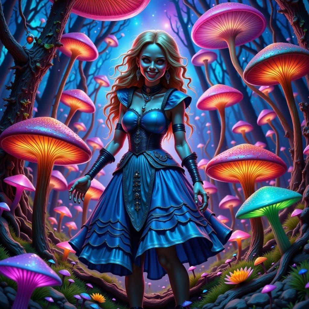 Dark Whimsy Fae Queen in an Ancient Lush Wonderland